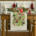 thumbnail image 2 of Smile Watercolor Holly Christmas Table Runner 13 x 108 Inch, 2 of 7