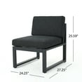 thumbnail image 6 of GDF Studio Noah Outdoor Aluminum 5 Seater Sectional Sofa Chat Set with Cushions, Dark Gray and Black, 6 of 8