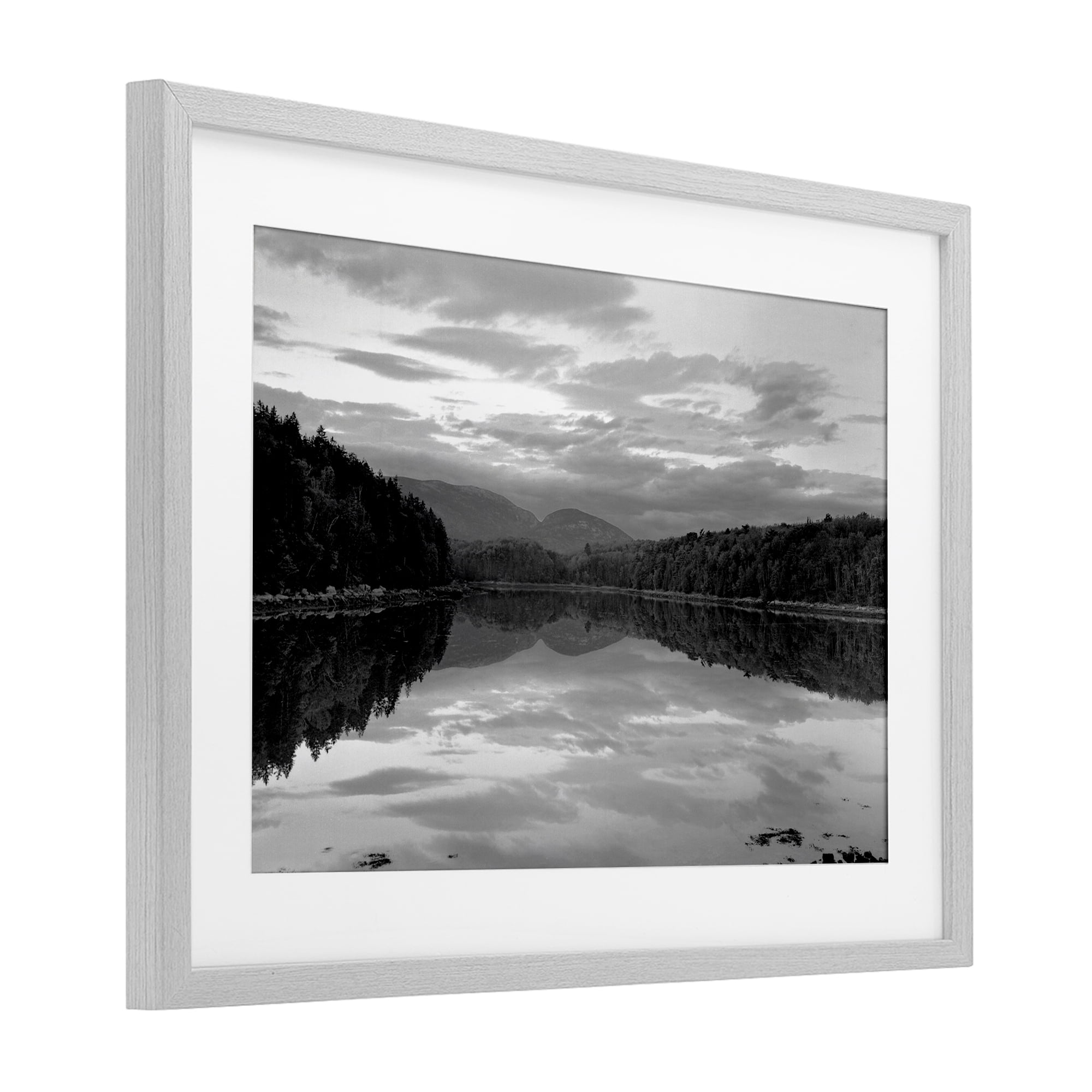 Stupell Industries Acadia Reflection in Monochrome Gray Framed Print Under Glass, design by MJ Photography