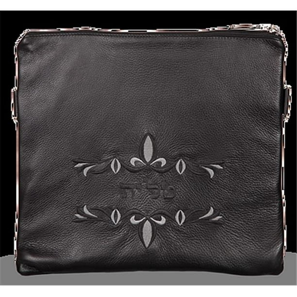 Prestige Embroidery C170 Bk Dbl Leather Tefillin Bag With Double Black Silver Swirl Design 44 Chabad Com - Leather Tefillin Bag Chabad Prestige Embroidery C170 Bk Dbl Leather Tefillin Bag With Double Black Silver Swirl Design 44 Chabad Com - Leather Tefillin Bag Chabad