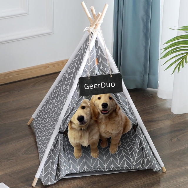 Tienda tipi portátil GeerDuo para perros pequeños o gatos gris