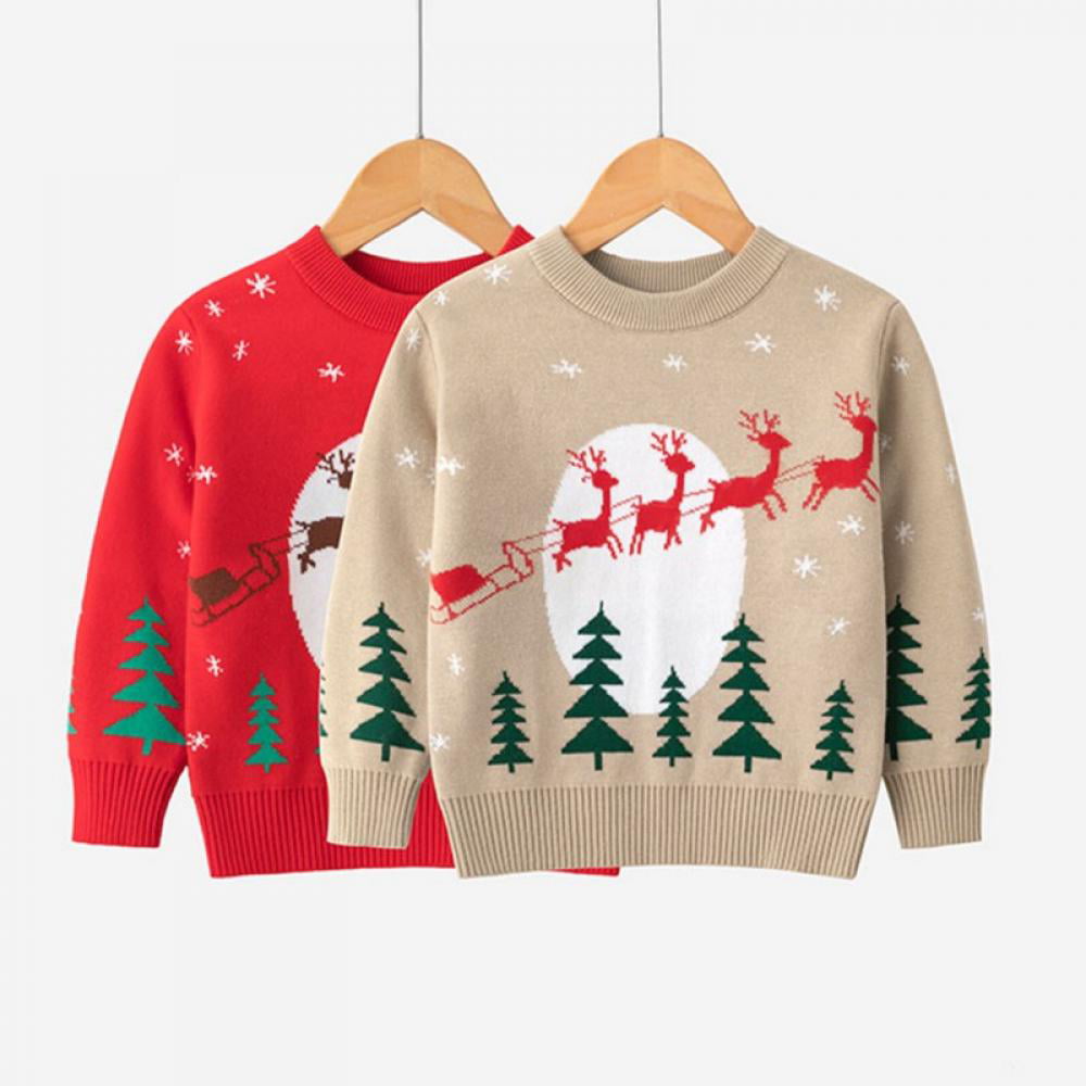 Baby Boys Girls Premium Reindeer Christmas Sweatshirt Warm Long Sleeves Pullover Sweater Tops