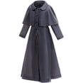 thumbnail image 3 of Girls Black Plaid Long Coat Costume Halloween Gothic College Style Cosplay Dress up for 11-12Y, 3 of 8
