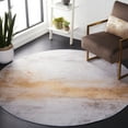 thumbnail image 3 of SAFAVIEH Tacoma Mike Traditional Machine Washable Area Rug, Grey/Rust, 6' x 6' Round, 3 of 9