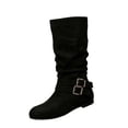 thumbnail image 2 of Willtoo Womens Knee High Boots Round Toe Side Zipper Low Heel Boots Wide Calf Pull On Comfortable Double Buckle Fall Winter Long Boots, 2 of 5