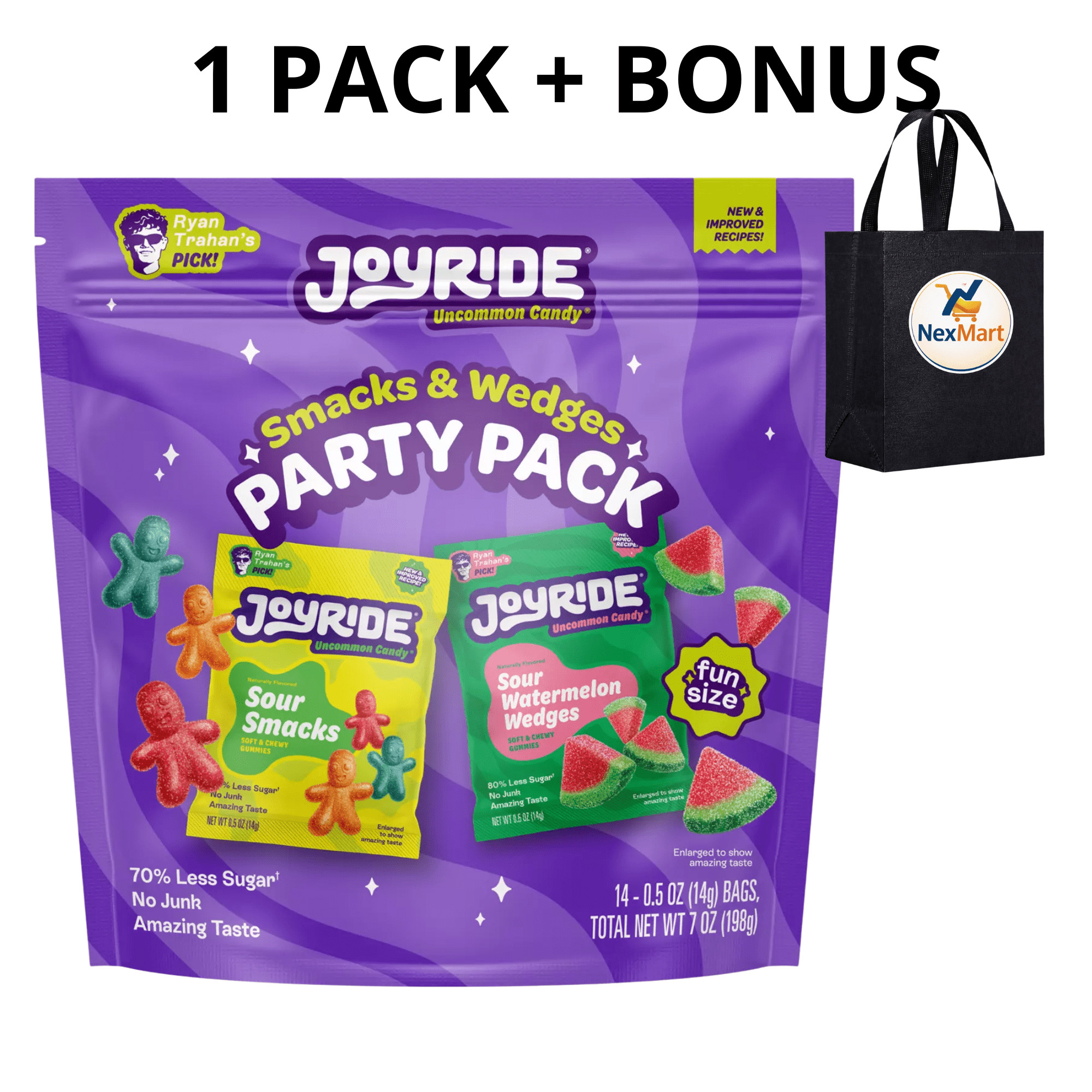 Joyride Smacks and Wedges Party Pack Low Sugar Gummy Candy, 14 CT + BONUS