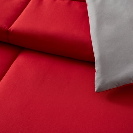MAINSTAYS ALL IN ONE REVERSIBLE COMFORTER AND SHEET SET- 7 PIECE, FULL, RED