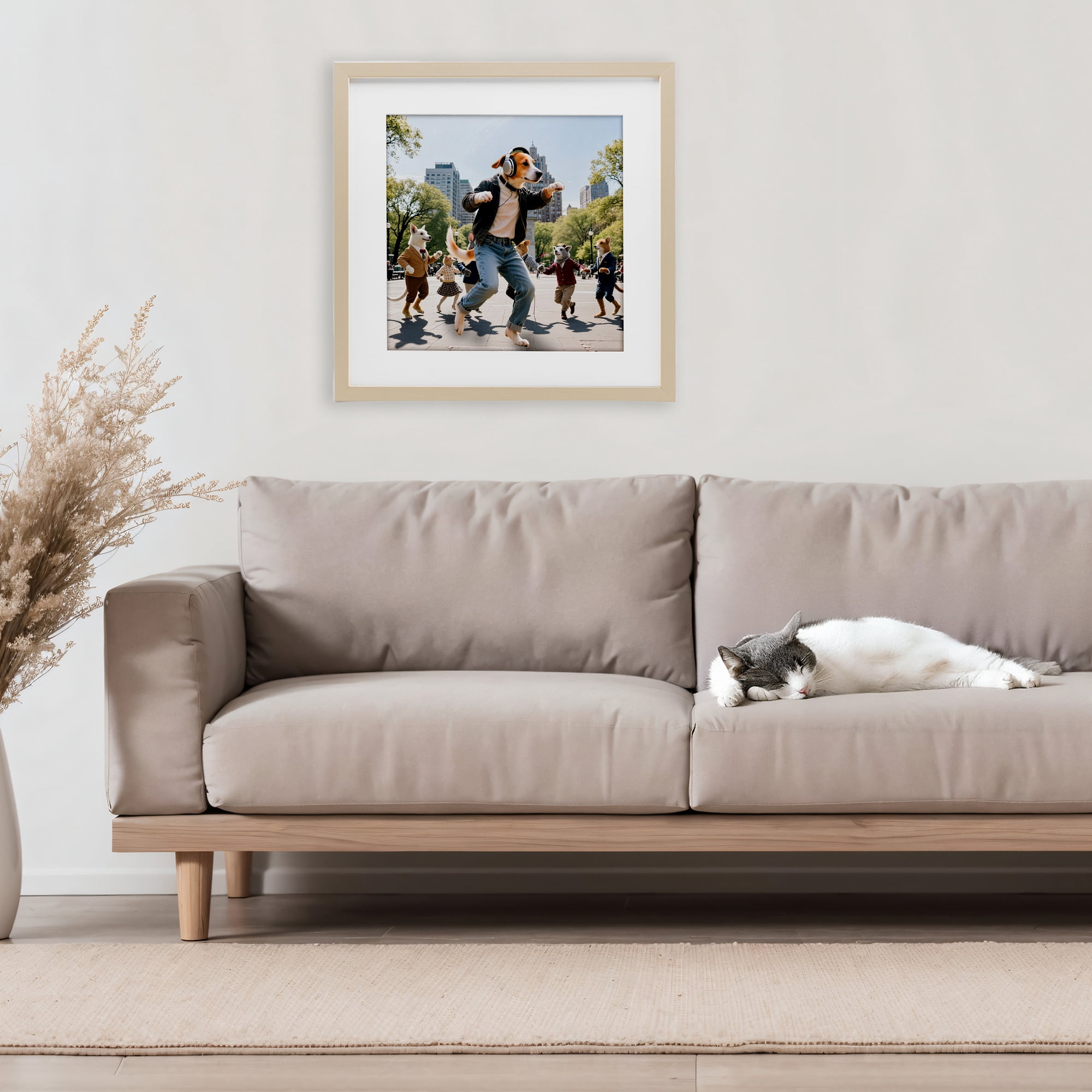 Stupell Industries Stylish Dog Dancing in Park Birch Framed Print Under Glass, design by CAD Designs