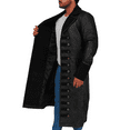 thumbnail image 3 of Black Long Leather Coat Mens Long Coat For Winter Long Black Trench Coat Long Black Leather Jacket Black Leather Coat Mens Long Black Jacket size XXXS, 3 of 5