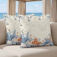 thumbnail image 5 of 24x24 Pillow Covers Set of 2, Orange Blue Starfish Coastal Square Throw Pillow Covers for Couch/Sofa/Living Room, Summer Beach Eucalyptus Rustic Decorative Soft Pillowcases for Couch Throw Pillows, 5 of 9