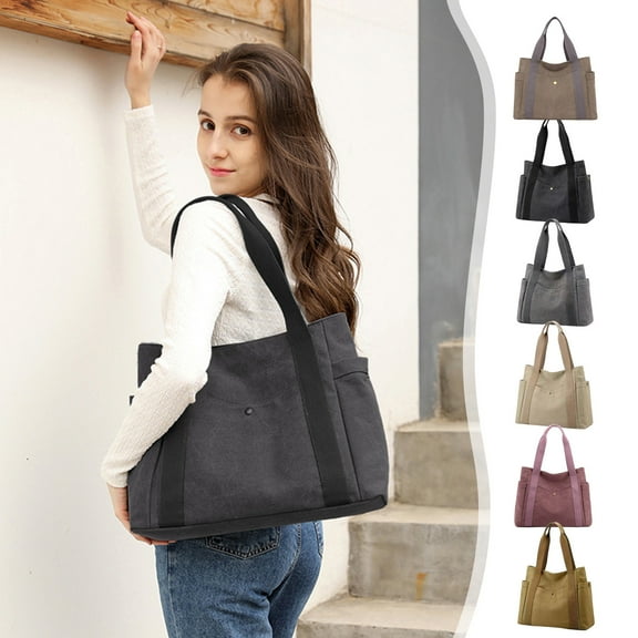 Canvas Tote Bag for Women | Large Shoulder Handbag | Durable High Density Material | Spacious Laptop Book Travel Work Bag | Reinforced Comfort Straps | Multiple Colors | 55x39x14cm