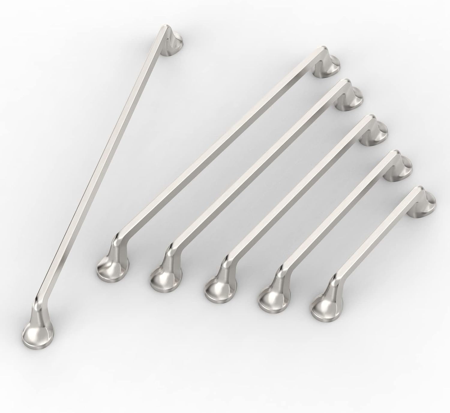 Furniware 10 Pack Cabinet Pulls, Hardware Drawer Handles, Zinc Alloy Kitchen Cabinet Door Handles Pull, Brushed Satin Nickel-96mm(3.8 Inch) Hole Center