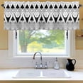 thumbnail image 6 of Geometric Retro Window Valance for Kitchen, Black Triangles Medieval Bohemian Style Rod Pocket Short Curtain for Small Windows, Light Filtering Decorative Valance, 60 x 18 Inch, 1 Panel, 6 of 9