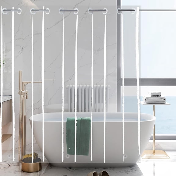 No Hook Clear Shower Curtain Liner PEVA Plastic Waterproof Heavy Duty Bathroom Free Transparent 72x74 Inches