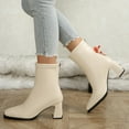 thumbnail image 5 of Wowcloth Winter Ankle Boots for Women – Fashionable Comfortable Casual Style with Solid Color, Rear Zipper & Chunky High Heel Design for Daily Wear, 5 of 7
