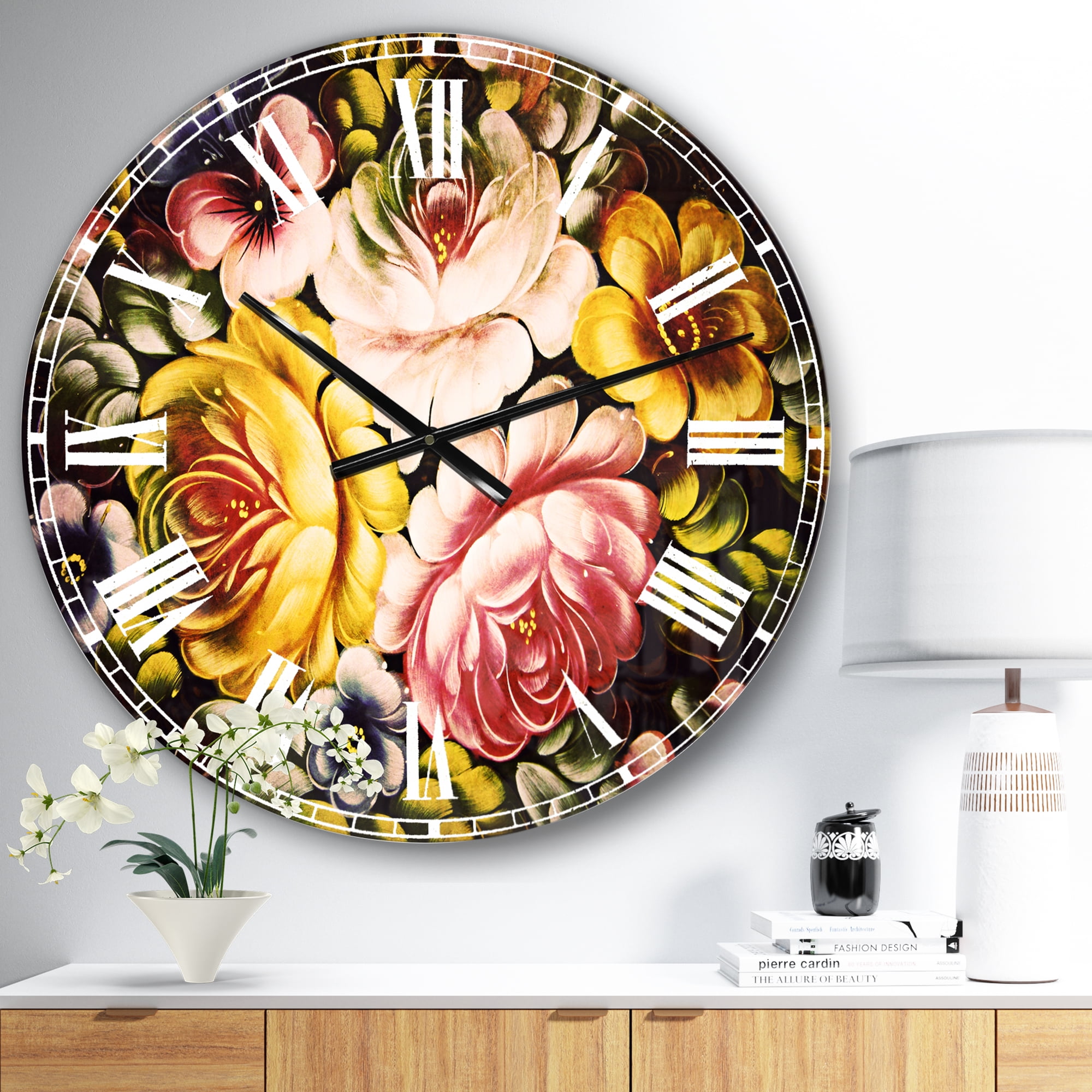 Designart 'Digital Flower Bouquet' Traditional wall clock