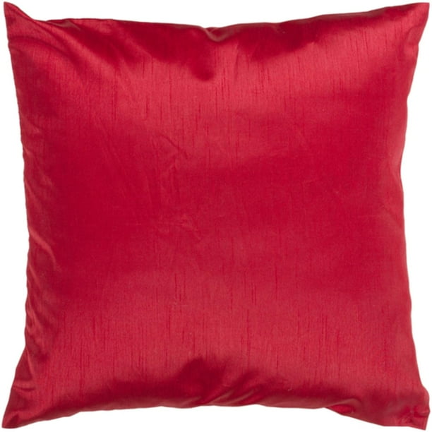 18" Shiny Solid Bright Red Decorative Throw Pillow