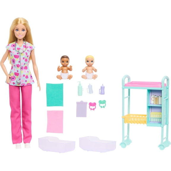 Set Barbie Careers Baby Doctor con muñeca a la moda y 2 bebés