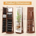 thumbnail image 3 of Costway 360° Swivel Jewelry Cabinet Organizer 3-Color LED Mirror with Built-in Lights Brown, 3 of 10