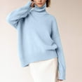 thumbnail image 2 of Long Sleeve Sweater Women's Casual Solid High Neck Pullover Basic Outfits, 2 of 7