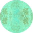 thumbnail image 1 of Ahgly Company Indoor Round Abstract Turquoise Blue Modern Area Rugs, 6' Round, 1 of 4