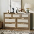 thumbnail image 6 of 53" Rattan Dresser for Bedroom, Modern 7 Drawer Double Dresser with Metal Handles, Wood Storage Chest of Drawers fo Bedroom,Living Room,Hallway, 6 of 7