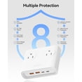 thumbnail image 3 of ORICO Power Brick, 25W GaN Power Strip, 8 in 1 Extension Cord with 4 AC Outlets and 2 USB-A and 2 USB-C Ports, 5ft Flat Plug White Outlet Extender for Home/Dorm/Travel-White (1 PCS), 3 of 10