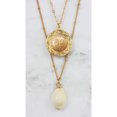 thumbnail image 3 of Double Chain Necklace Orchid Coin Pendant With Cowrie Shell | Saturn Style 18 and 16 Inch Goldtone Chain | Certificate of Authenticity | American Coin Treasures, 3 of 4