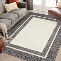 FairOnly 5'x7' Machine Washable Rugs for Bedroom Bordered Modern Stain-Resistant Area Rugs Kitchen Dining Room Brown Non Slip Indoor Floor Rugs
