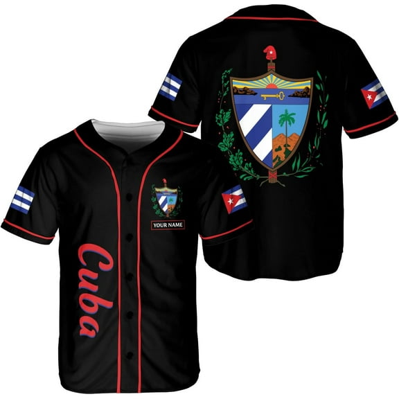 Personalized Cuba Baseball Shirt, Cuban Flag Jersey for Men and Women (S)