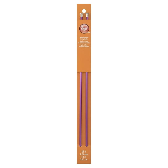 Simplicity Boye Aluminum Knitting Needles, 14 in Size 6, 2 Count Purple