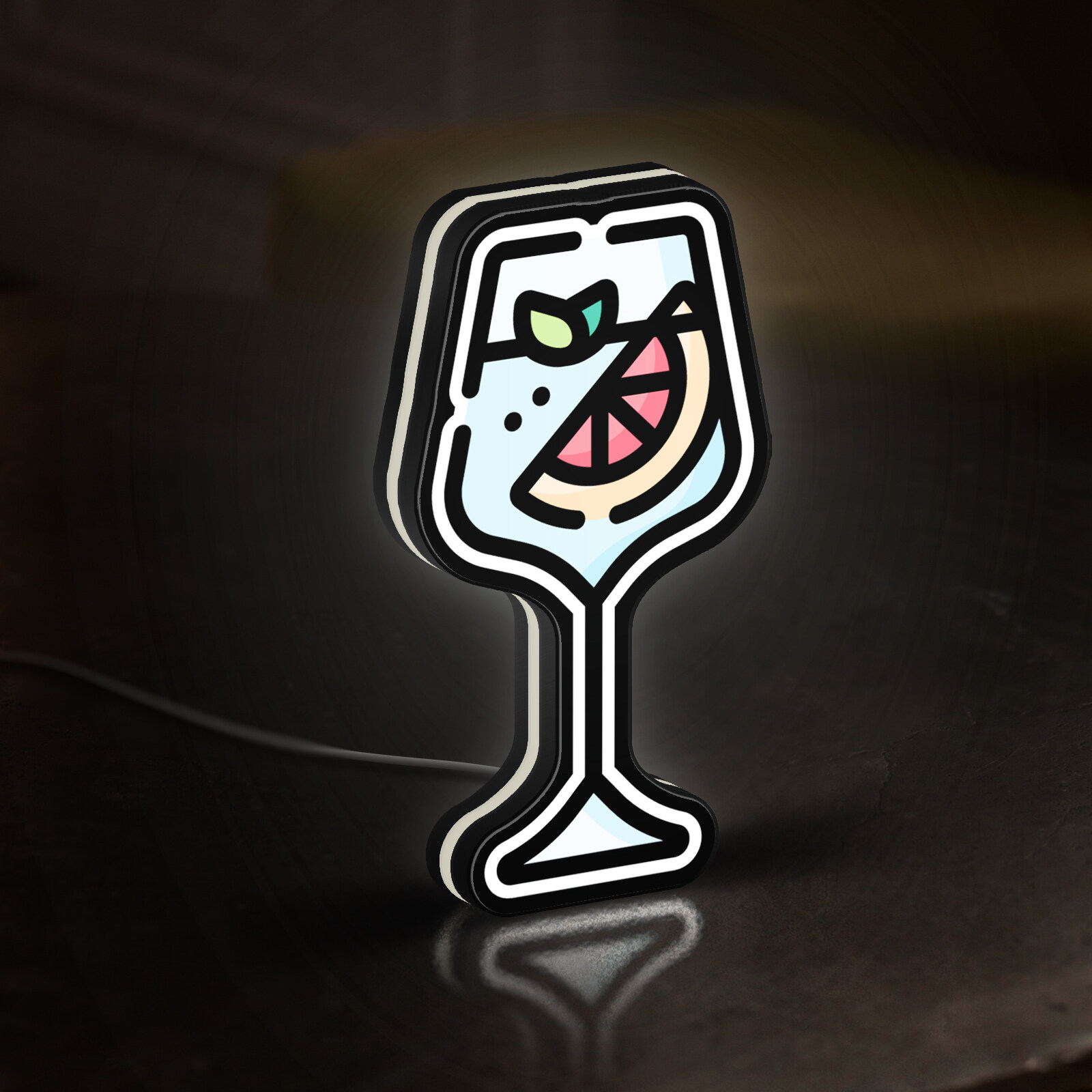 Bar Gin Tonic 3D Novelty Light Box, Pub and Cocktail Lamp Decor for Drink Lovers and Nightlife Enthusiasts (Width 24 inch, 60cm)