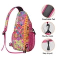 thumbnail image 3 of Nordic Style Sling Backpack for Essentials with Colorful Geometric Print, Lightweight Travel Hiking Daypack for Women, 3 of 6