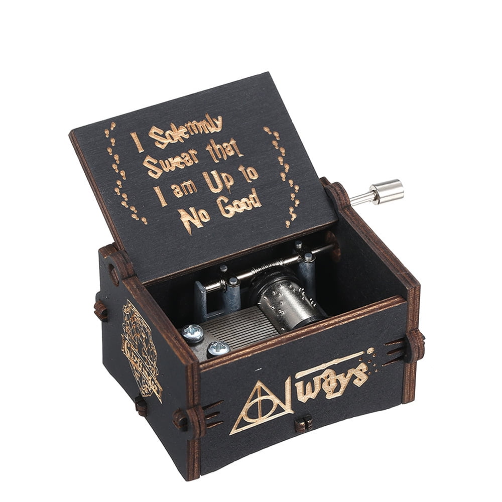 Mini Music Box Engraved Wooden Music Box Hand Crank Toy Xmas Gift Exquisite 