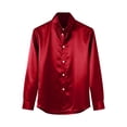thumbnail image 4 of Spencer Mens Long Sleeve Plain Shirts Casual Dress Shirts Button Down Male Satin Blouses for Wedding Party Formal Business, Size S-2XL, 4 of 8
