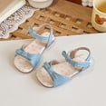 thumbnail image 7 of Viluyesy Girls Sandals Kids Summer Open Toe Daisy Flower Bow Hook and Loop Strap Flat Princess Shoes Light Blue Size 9 Toddler, 7 of 7