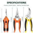 thumbnail image 5 of 3 Pack Garden Pruning Shears, Stainless Steel Shears, Gardening Shears, Scissors, Garden Clippers, Pruning Snips, Pruning Shears for Gardening Tools(Orange), 5 of 8