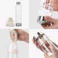 thumbnail image 4 of Navaris Crystal Water Bottle - 14oz Glass Gemstone Drink Bottle with Loose Natural Gem Stones - Available with Rose Quartz, Obsidian, or Amethyst, 4 of 8
