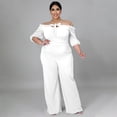 thumbnail image 2 of AURA Women One Shoulder Jumpsuit Plus Size High Waist Wide Leg Casual Elegant Outfit, 2 of 6