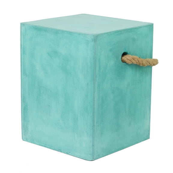 DecMode 15"W, 18"H Fiber clay Contemporary Outdoor Accent Table, Aquamarine, 1-Piece