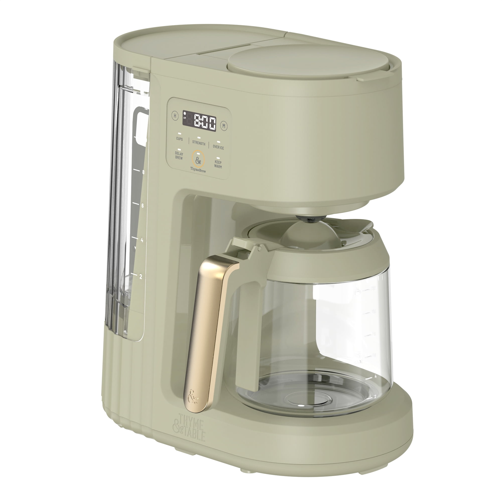Thyme & Table 12-Cup Programmable Drip Coffee Maker with 60oz Water Reservoir, 4 Brew Modes, and Warming Plate, Eucalyptus Green