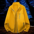 thumbnail image 2 of FRSASU Men's Lightweight Polar Fleece Stand up Collar Jacket Full Zip Casual Coat Soft Warm Outwear with Zipper Pockets Yellow, 2 of 3