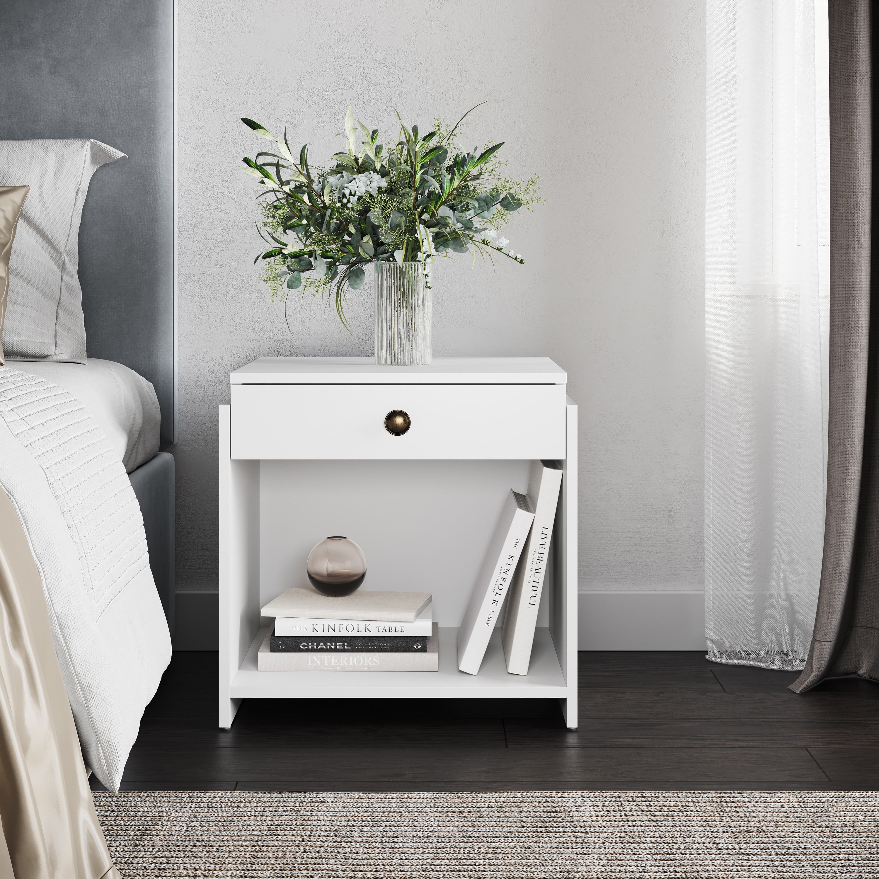 White single deals drawer bedside table