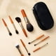 thumbnail image 3 of Juego de 9 brochas de maquillaje, minibrochas portátiles para cosméticos, brochas de maquillaje para viajes, brochas de maquillaje para cejas, base y rubor, con estuche de almacenamiento (marrón), 3 of 4