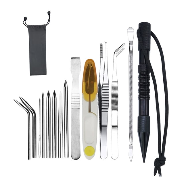 Soidarity Marlin Set Agujas de cordones Acero inoxidable Profesional Pequeña artesanía Costura Reutilizable Extraíble Tejer Pin Trabajo de cuero carpas 14 piezas negro Soidarity OD023335-16B