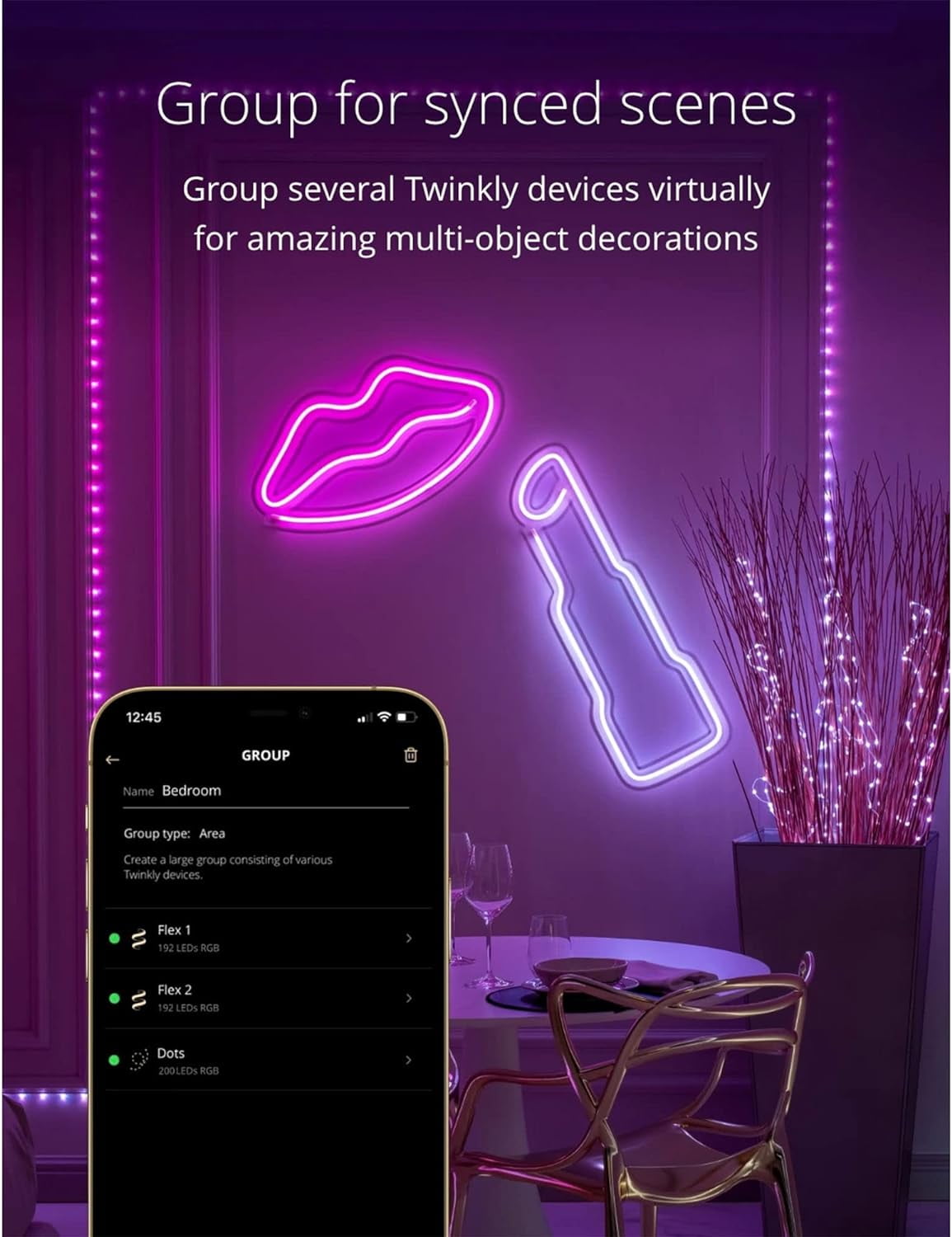 10ft Twinkly Flex Neon LED Strip Lights, RGB, App-Controlled, 16 Million Colors, Indoor Decor