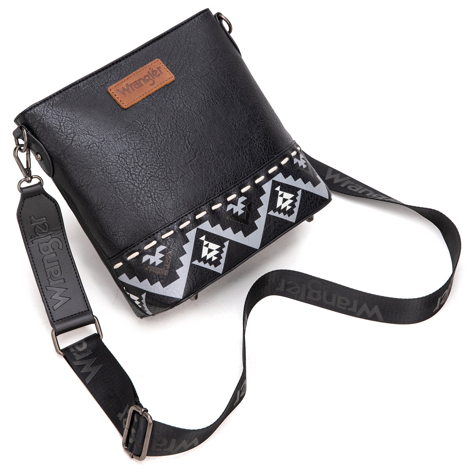 Wrangler Crossbody Purses for Women Two Tone Crossbody Bags Women Purses and Handbags, Art Black