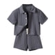 thumbnail image 1 of Odeerbi 1-6 Años Niños Conjunto de Verano Tejido de Punto de Algodón Manga Corta Shorts Set Cuello Botón Top Cintura Elástica Shorts Conjunto de Dos Piezas, 1 of 8