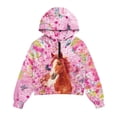 thumbnail image 4 of Xoenoiee Horse Butterfly Flower Print Girls Half Zip Sweatshirt Cropped Pullover Hoodies Long Sleeve Zipper Sweatshirt Fall Winter Tops with Pocket, 7-8 Years, 4 of 7