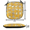 thumbnail image 5 of Food Chair Seating Cushion, Repetitive Pattern with Outline Fruits and Vegetables, Soft Seat Pads for Office with Anti-slip Backing, 16"x16", Pale Orange Pale Yellow, by Ambesonne, 5 of 6